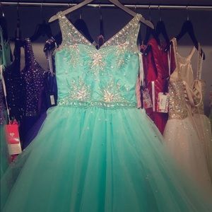 Aqua girls pageant dress
